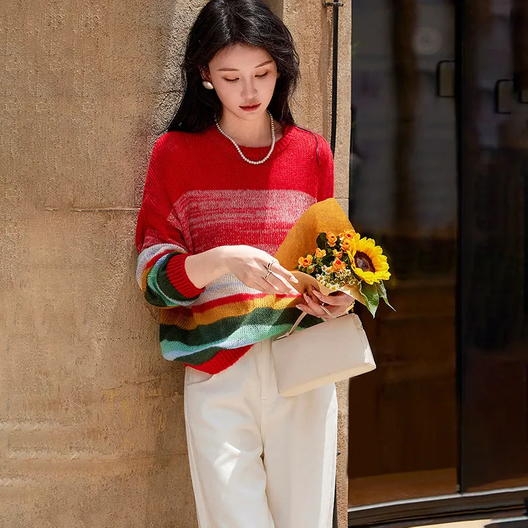 【dme】 Sweater Women's Garnet Red-1