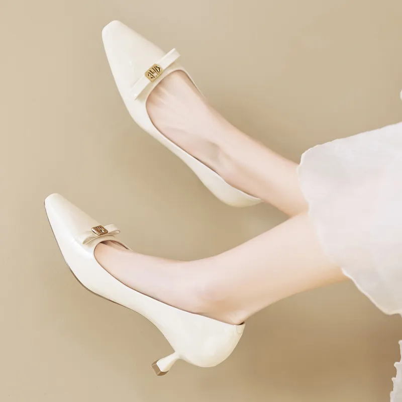 【dme】 Flared Heel High Heels 5.5cm Women's Ecru-3