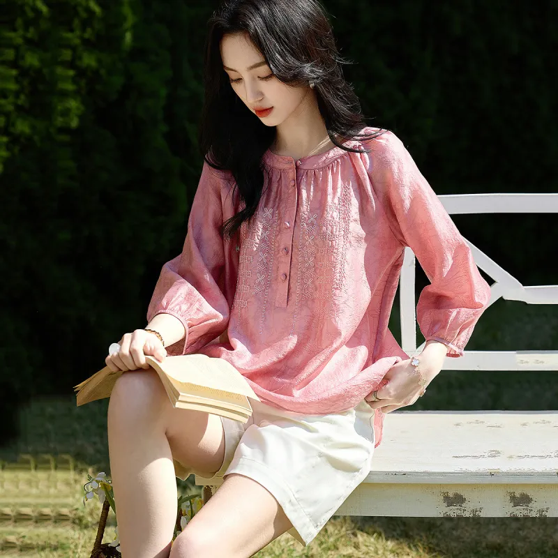 【dme】 Shirt Women's Leather Pink-2