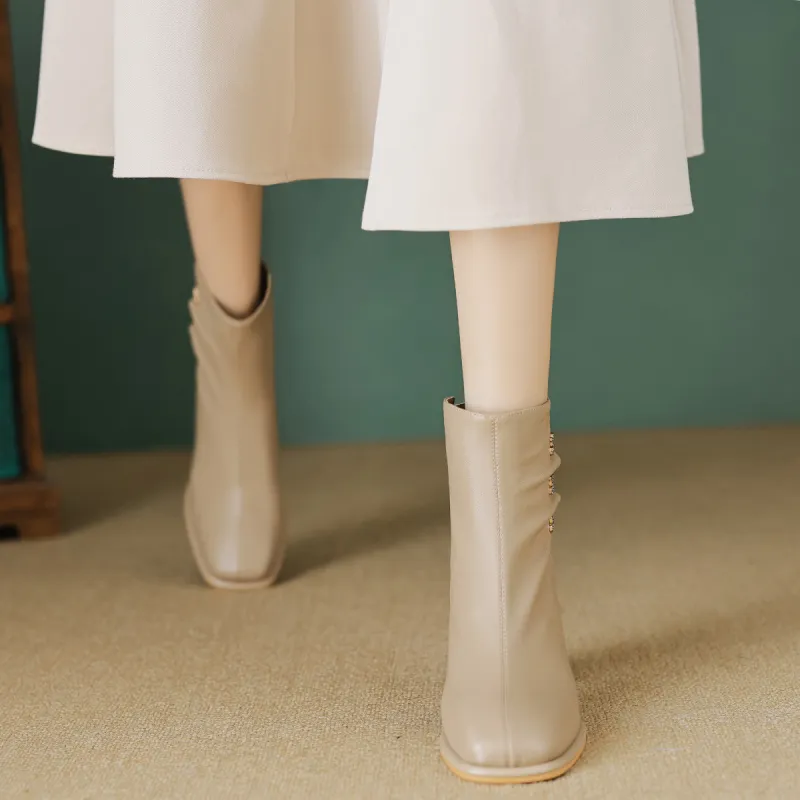 【dme】 Ankle Boots Women's Beige-4