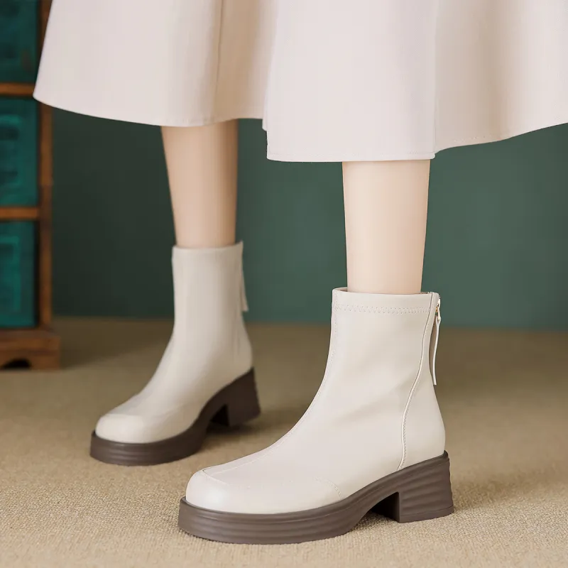 【dme】 Ankle Boots 5cm Women's Ecru-1