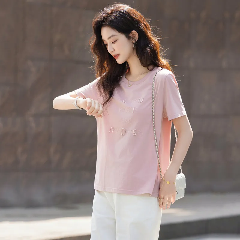 【dme】 T Shirt Women's Leather Pink-4