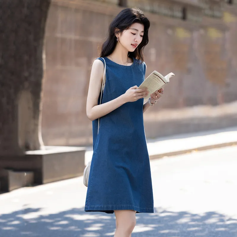 【dme】 Sleeveless Dress Women's Denim Blue-3