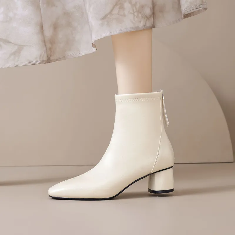 【dme】 Ankle Boots 5CM Women's Milk White-4