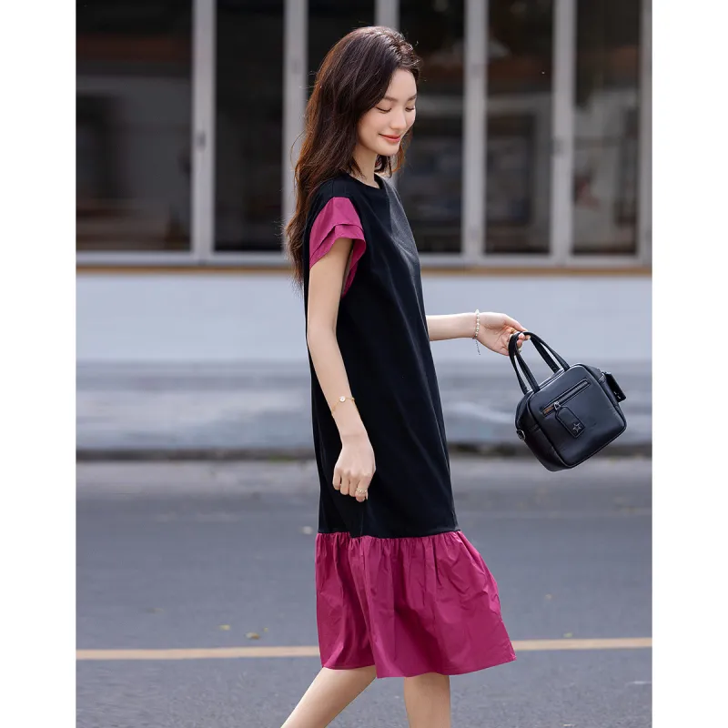 【dme】 Short Sleeved Dress Women's Black-1