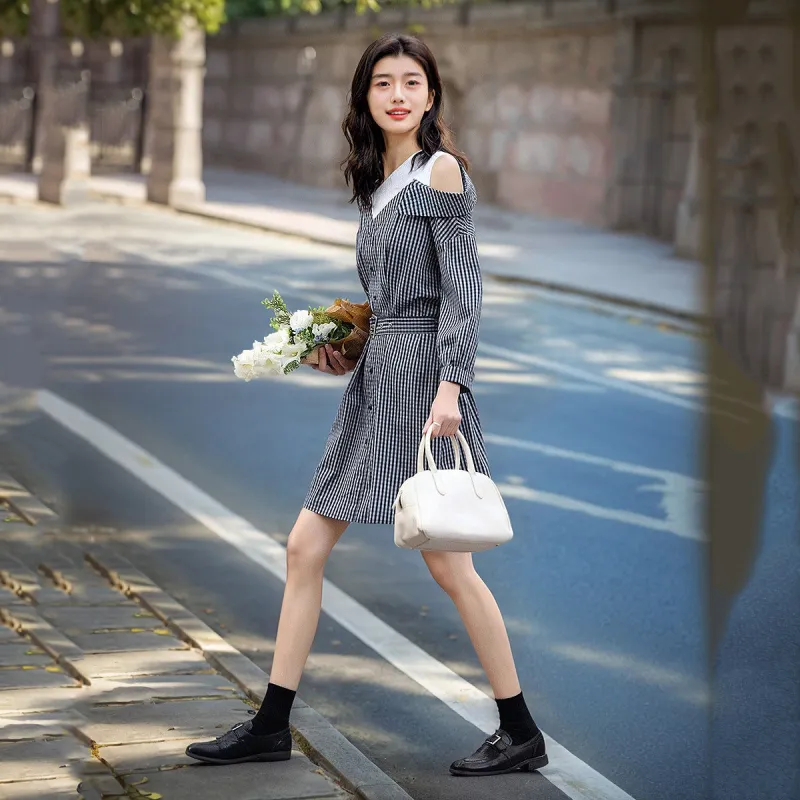 【dme】 Long-Sleeved Dresses Women's Navy Blue-1