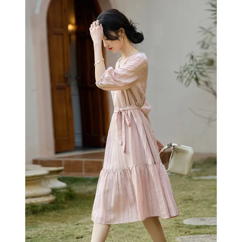 【dme】 Long Sleeved Dress Women's Violet-1