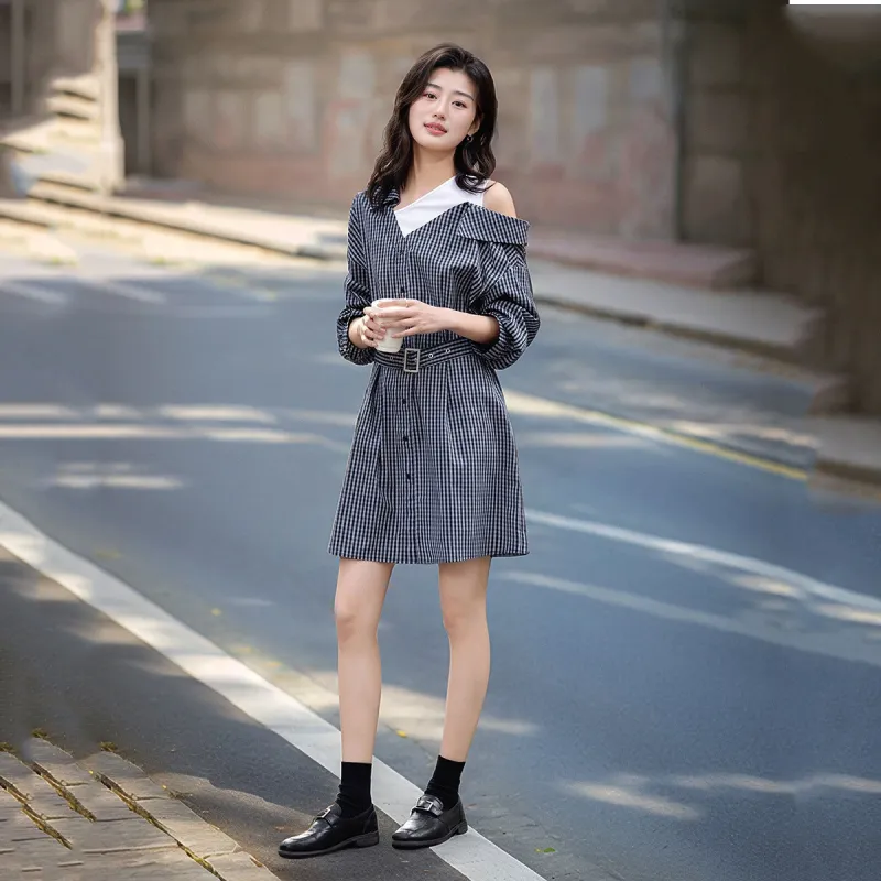 【dme】 Long-Sleeved Dresses Women's Navy Blue-5