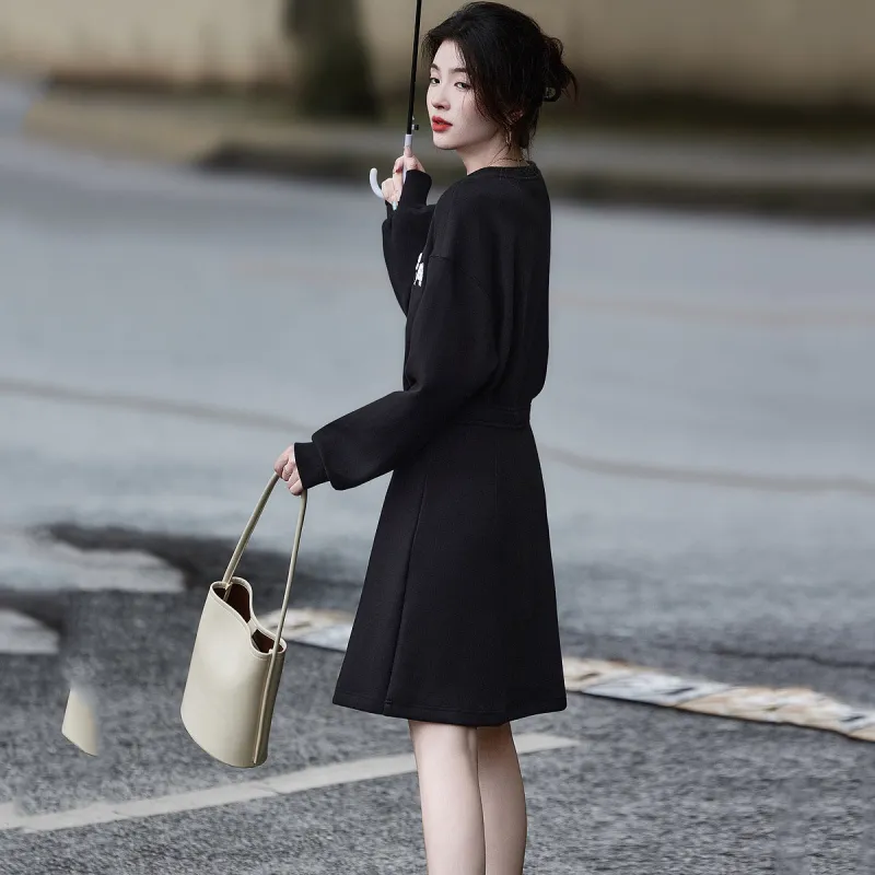 【dme】 Long Sleeved Dresses Women's Black-2