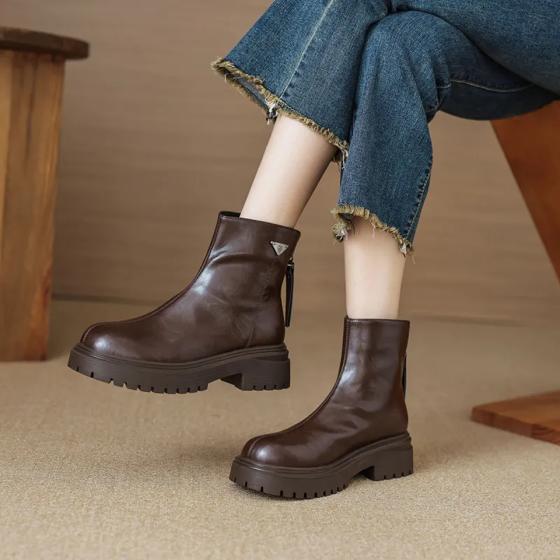 【dme】 Ankle Boots 5cm Women's Brown-3