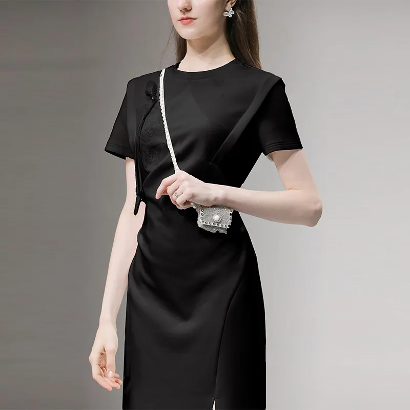 Duffy Fashion Short Sleeved Dresses Women's Black-2