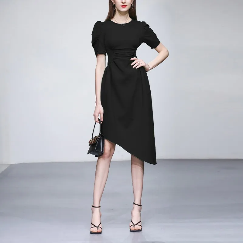 Duffy Fashion Short Sleeved Dresses Women's Black-2
