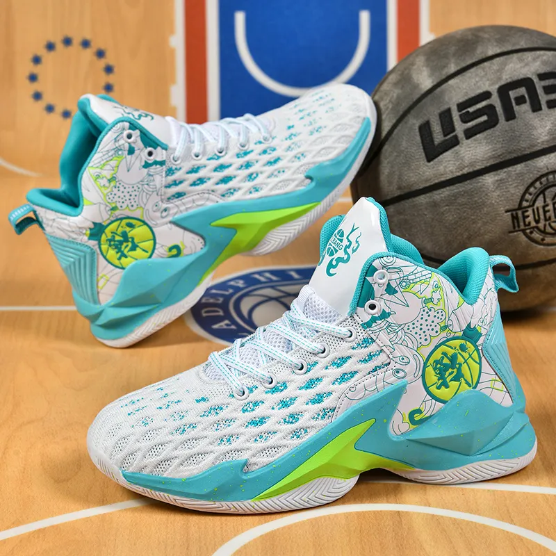 GQWE Cushioned Slip-Resistant Lightweight Mid-Top Basketball Shoes Unisex-14