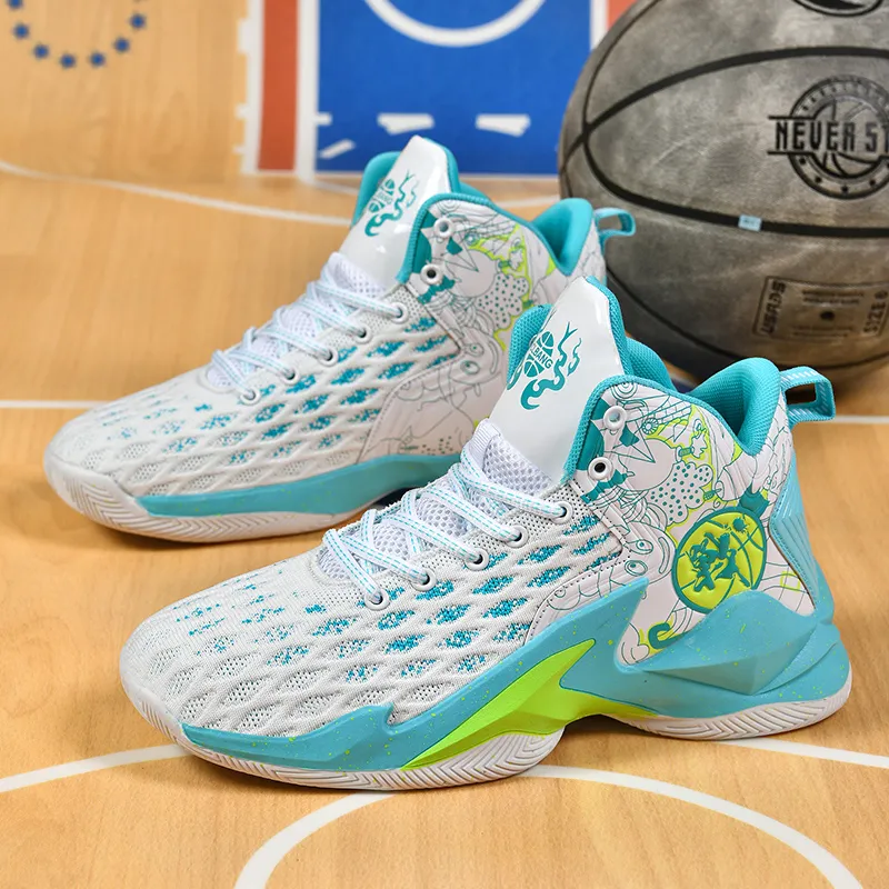 GQWE Cushioned Slip-Resistant Lightweight Mid-Top Basketball Shoes Unisex-12