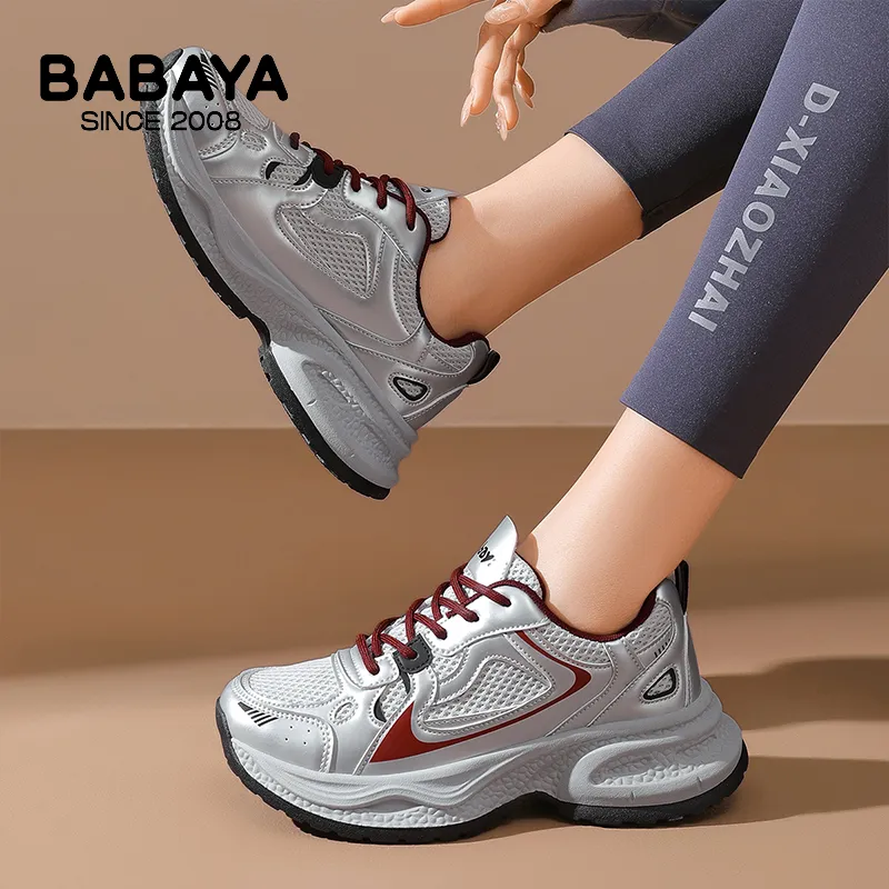 Babaya Cushioning Anti Slip Wear Resistant Breathable Lightweight Height Increasing Low Top Chunky Sneakers Women's-13