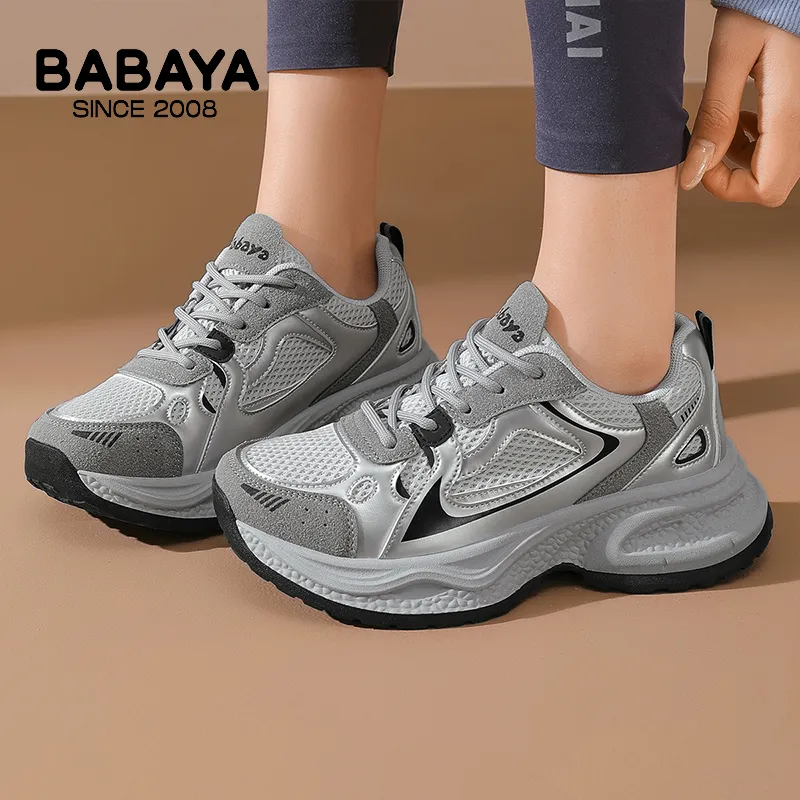 Babaya Cushioning Anti Slip Wear Resistant Breathable Lightweight Height Increasing Low Top Chunky Sneakers Women's-6