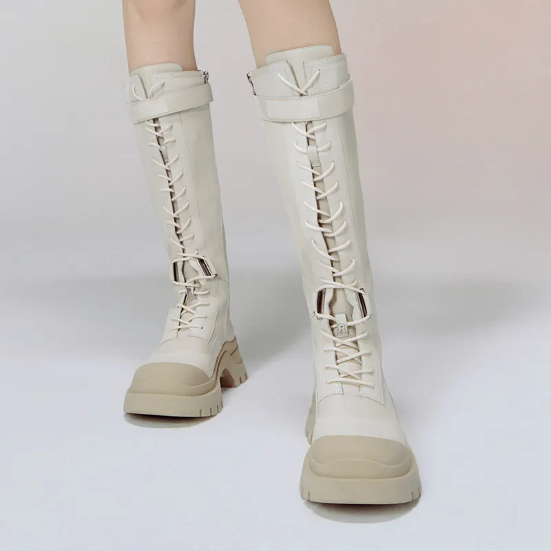 R'AZZURRO Knee high Boots Women's Cloud White-4
