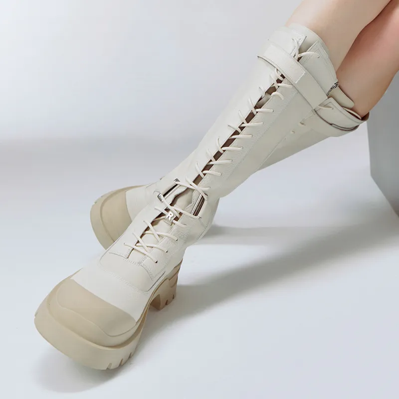 R'AZZURRO Knee high Boots Women's Cloud White-3
