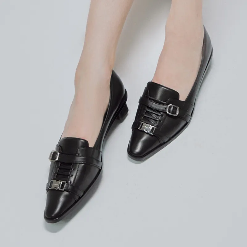 R'AZZURRO Casual Single Shoes 3cm Women's Black-5