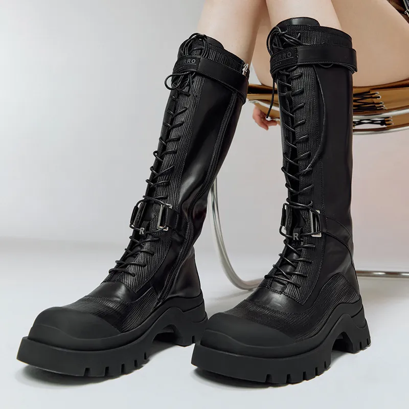 R'AZZURRO Knee high Boots Women's Premium Black-3