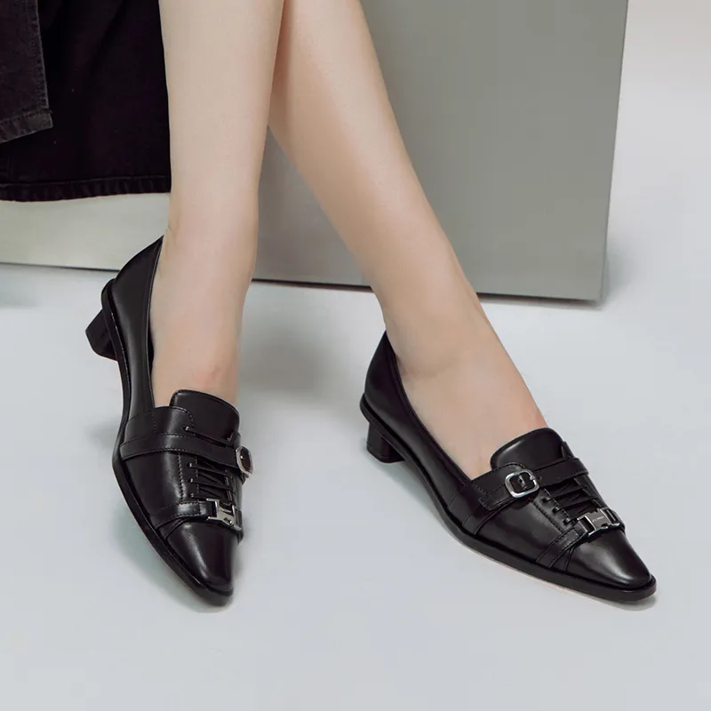 R'AZZURRO Casual Single Shoes 3cm Women's Black-3