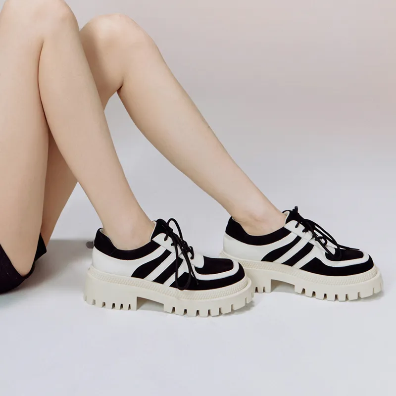 R'AZZURRO Loafers 6cm Women's Black White-4