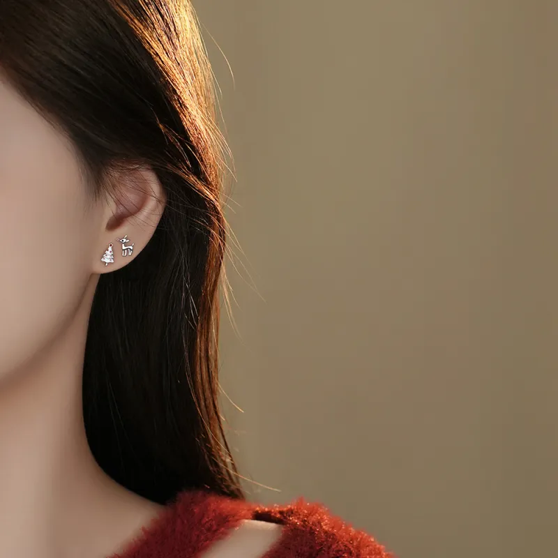 7℃ 999 Fine Silver Stud Earrings Unisex-1