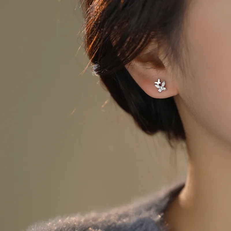 7℃ Sterling Silver Stud Earrings Unisex-3