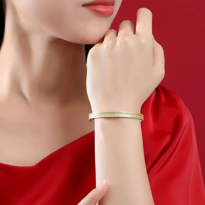 7℃ 999 Fine Silver Sterling Silver Bracelets Unisex-4