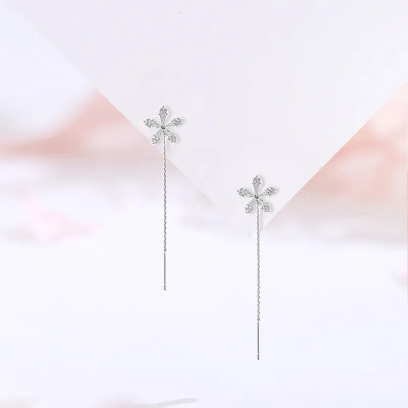 7℃ S925 Sterling Silver Stud Drop Earrings Women's-6