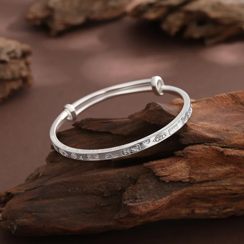 7℃ S999 Fine Silver Bangles Unisex-4