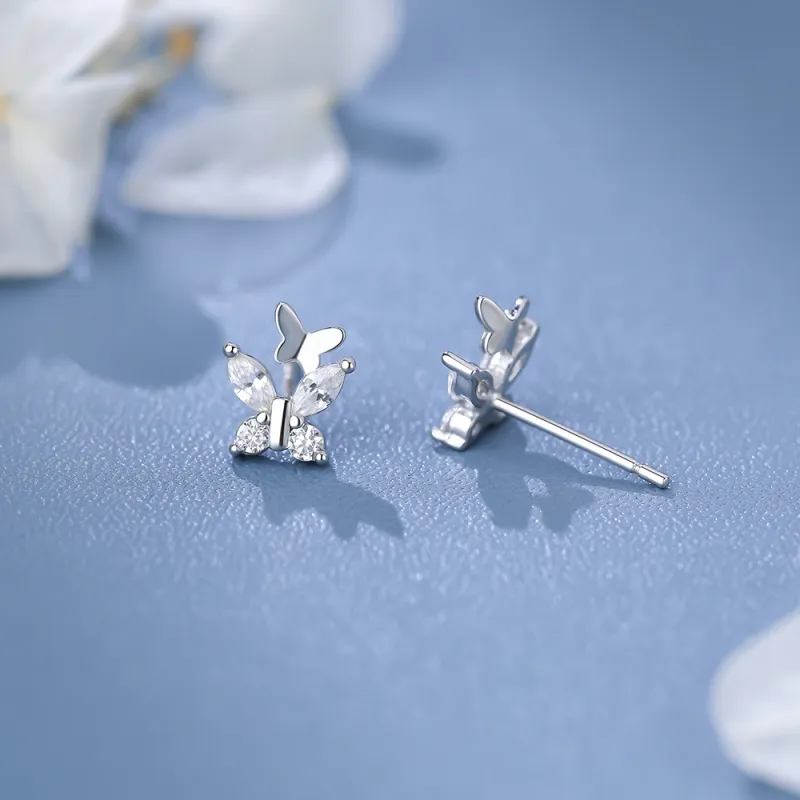 7℃ Sterling Silver Stud Earrings Unisex-1