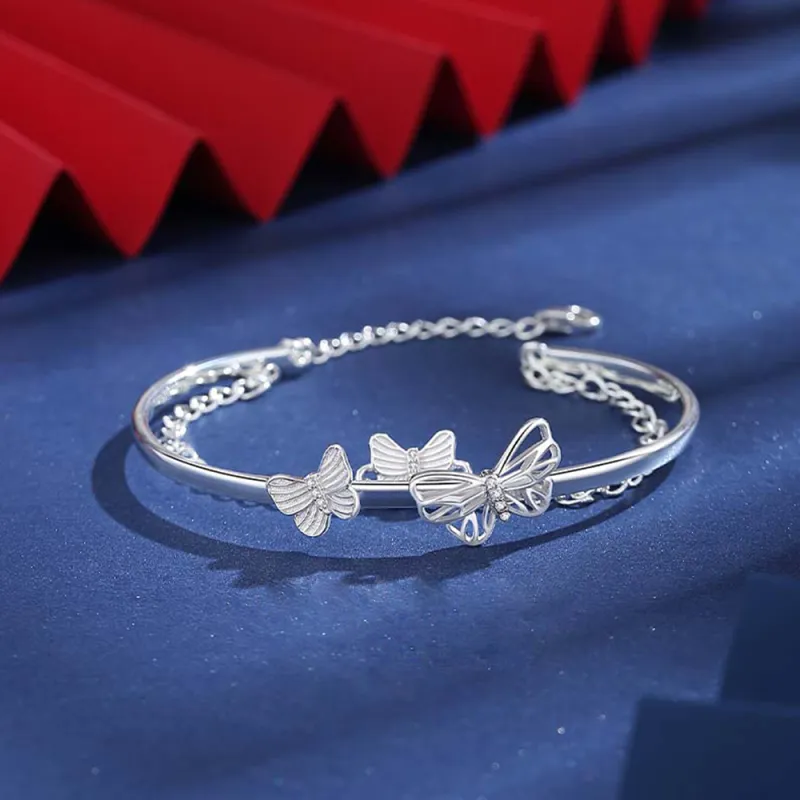 7℃ Sterling Silver S999 Silver Bangles Women's-3