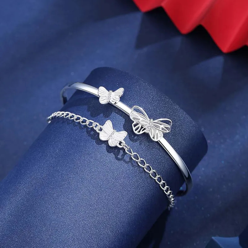 7℃ Sterling Silver S999 Silver Bangles Women's-2