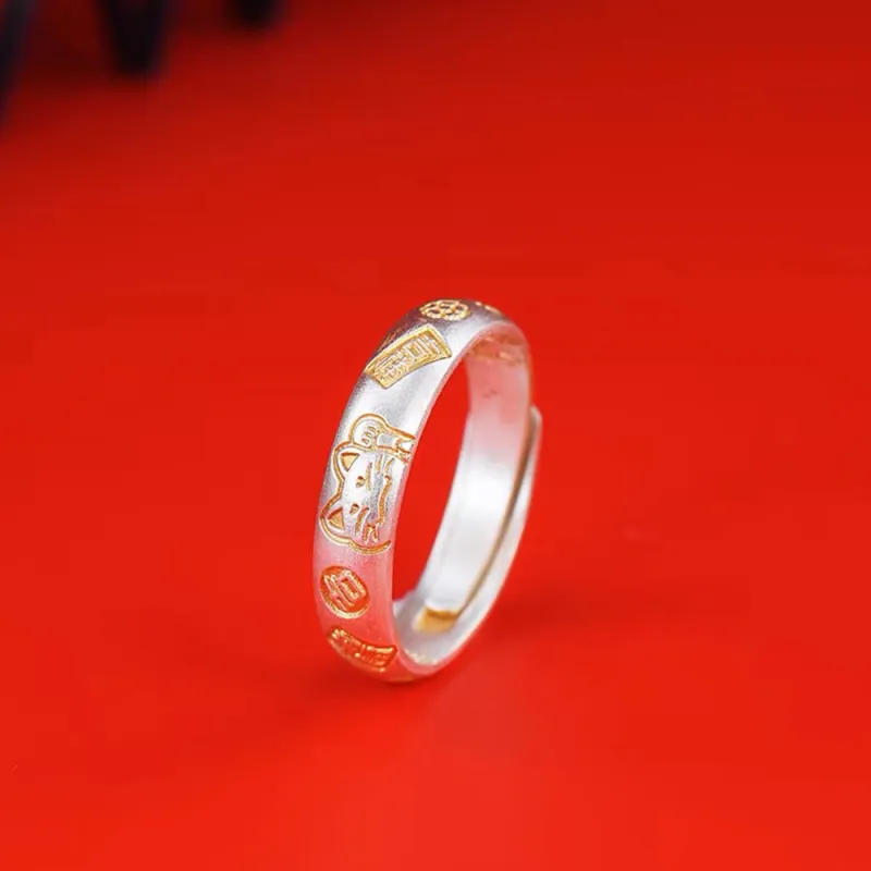 7℃ 999 Fine Silver Sterling Silver Rings Unisex-3