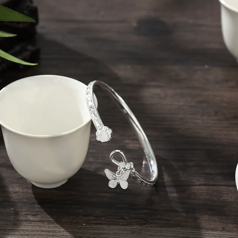7℃ 999 Fine Silver Bangles Women's-2