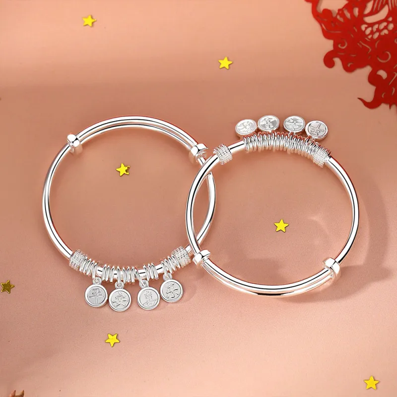 7℃ 999 Fine Silver Bangles Unisex-5