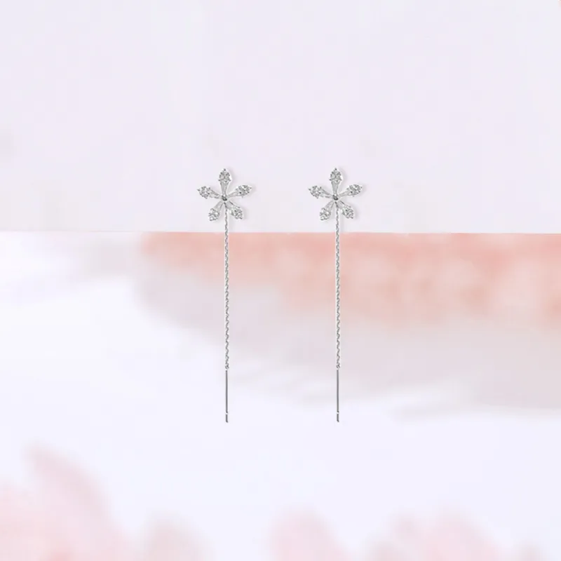 7℃ S925 Sterling Silver Stud Drop Earrings Women's-4