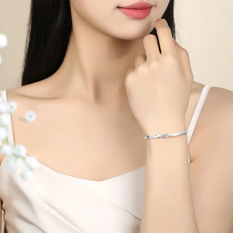 7℃ S999 Fine Silver Bangles Unisex-1