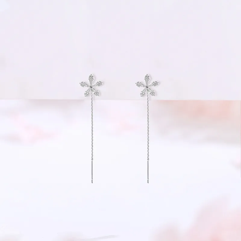 7℃ S925 Sterling Silver Stud Drop Earrings Women's-5