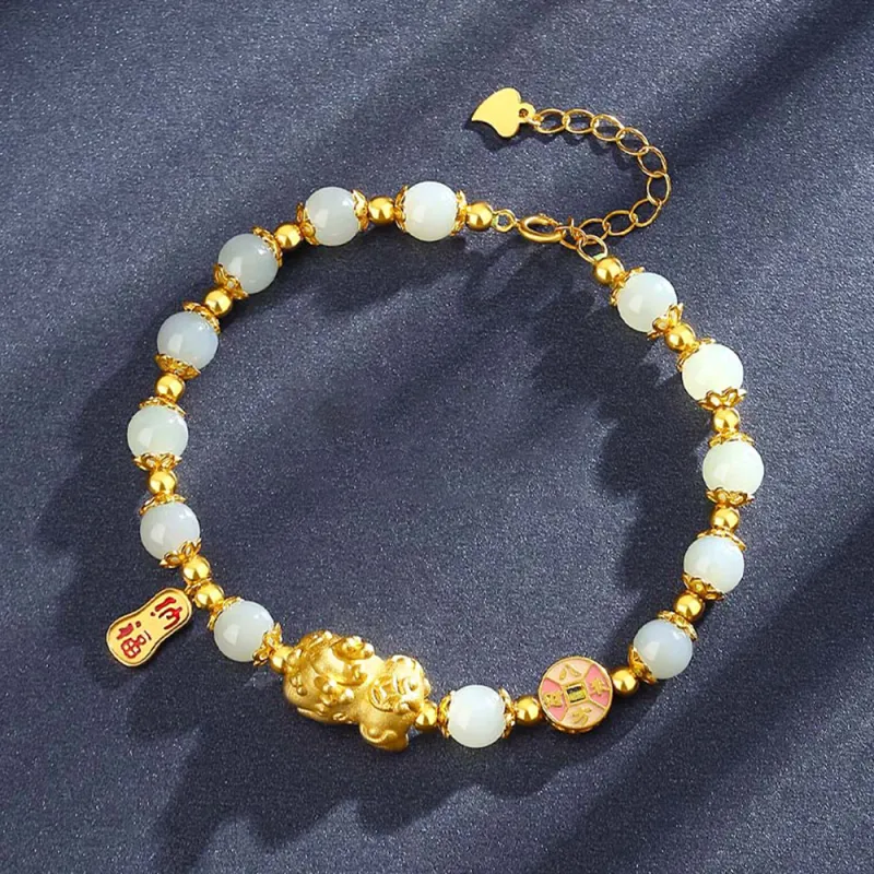 7℃ Hetian Jade Bracelets Pale Greenish White Jade Unisex-4