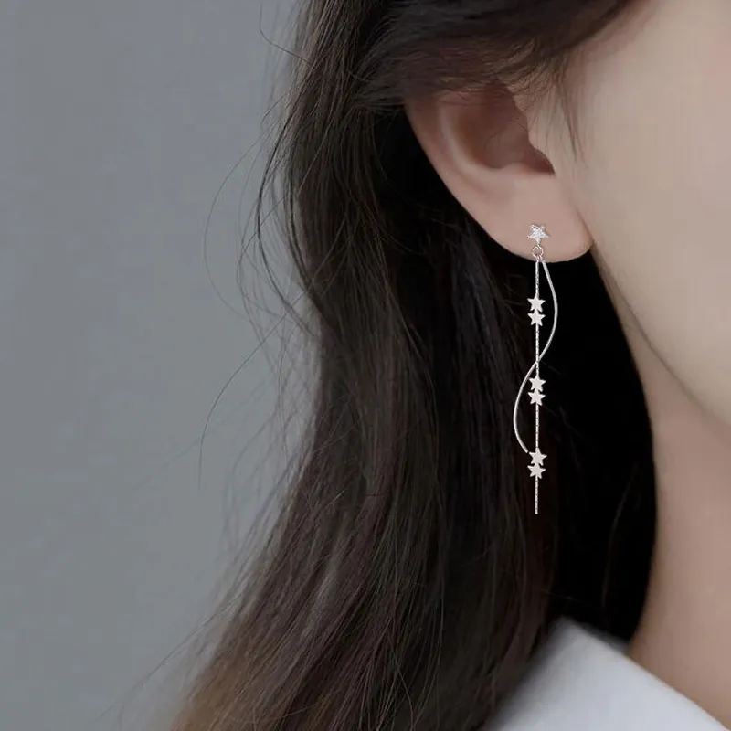 7℃ S925 Silver Drop Earrings Women's-3