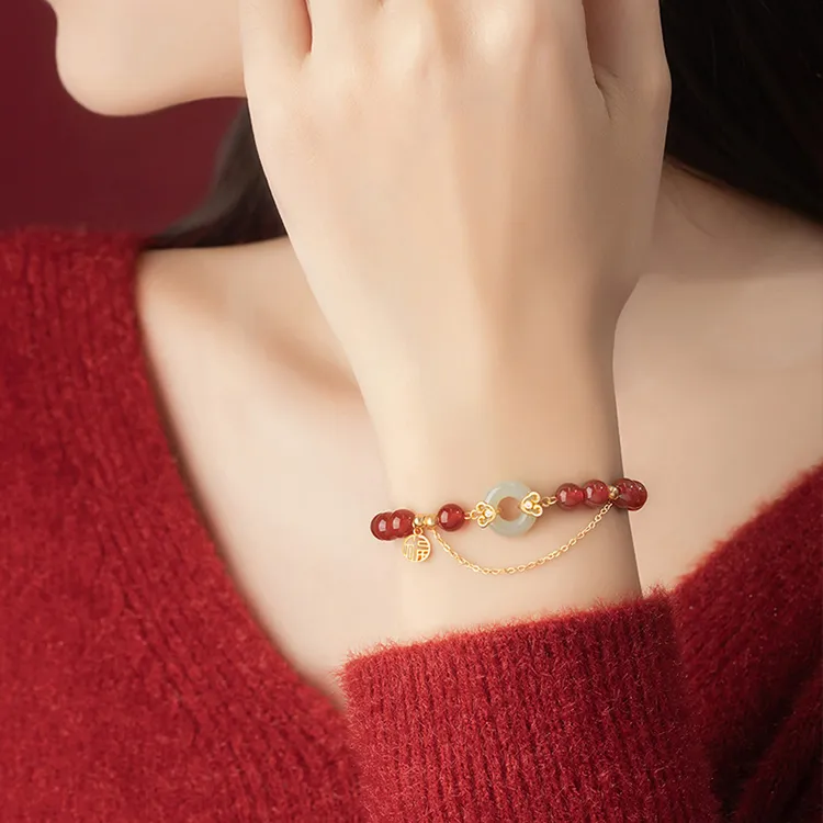 7℃ Bracelets Pale Greenish White Jade Unisex-2