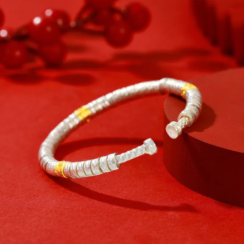 7℃ S999 Fine Silver Bangles Unisex-4