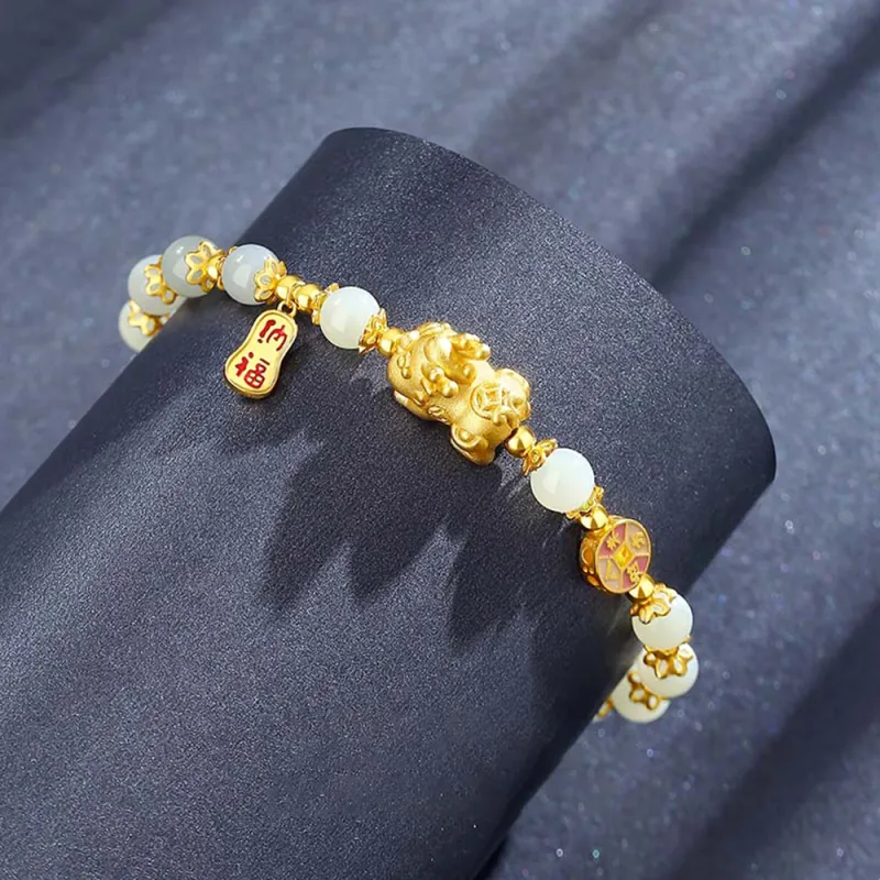 7℃ Hetian Jade Bracelets Pale Greenish White Jade Unisex-5