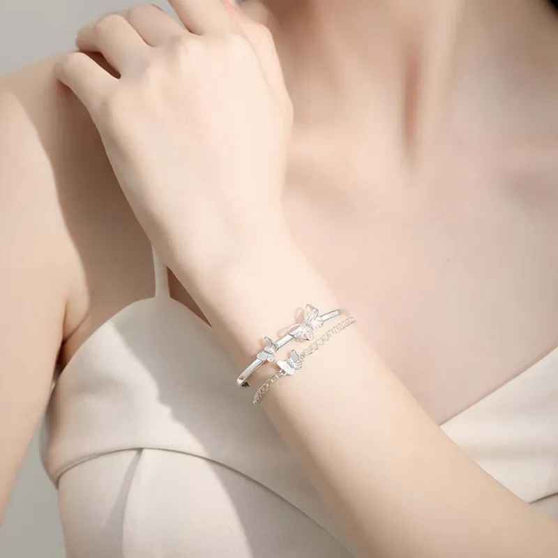 7℃ Sterling Silver S999 Silver Bangles Women's-1