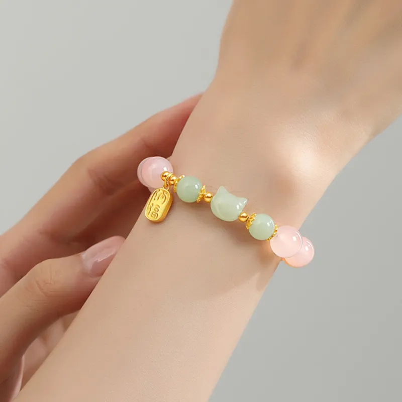 7℃ Hetian Jade Bracelets Pale Greenish White Jade Unisex-2