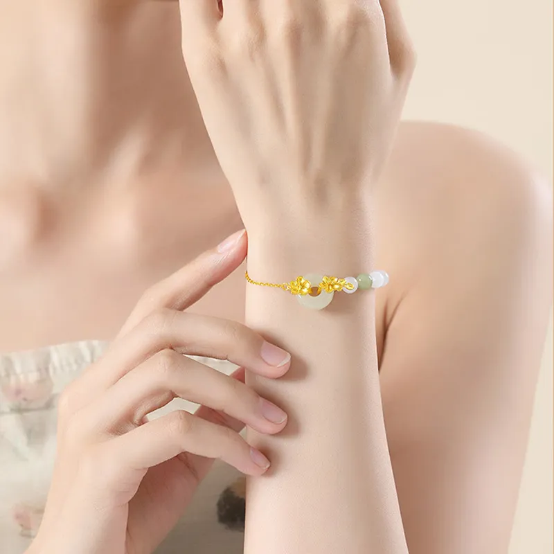 7℃ Hetian Jade Bracelets Women's Pale Greenish White Jade-1