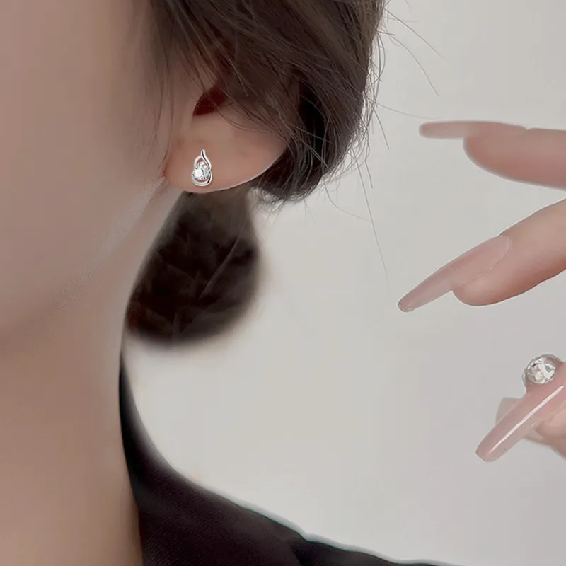 7℃ S925 Silver Stud Earrings Women's-2