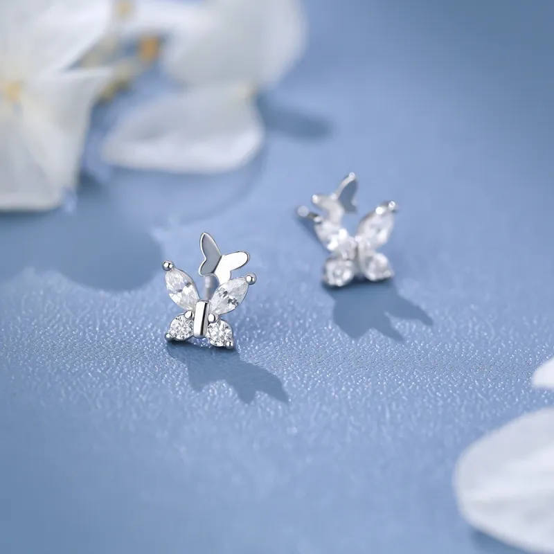 7℃ Sterling Silver Stud Earrings Unisex-2